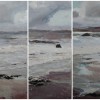 Tracy Levine.Triptych. 2010. Polkerris beach. Acrylic and mixed media on canvas. Panels 100cm x 40 cm each.