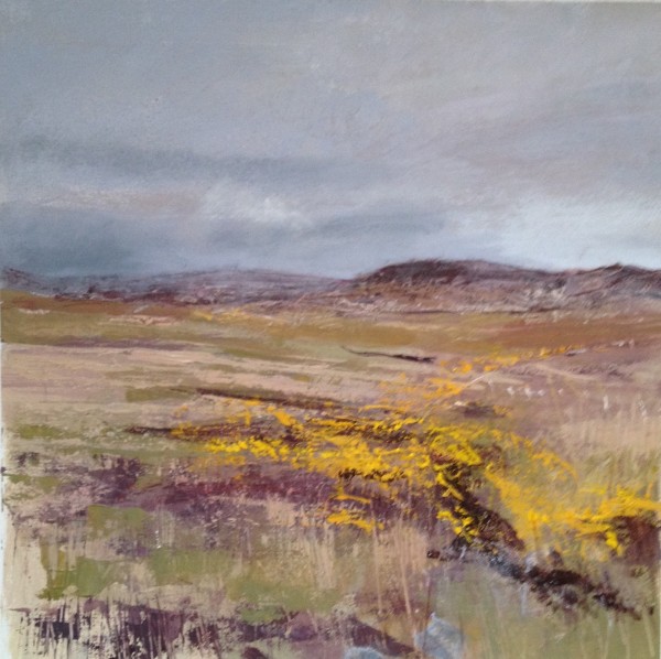 Gorse, Mull Landscape. Acrylic and mixed media. 32cm x 32cm. 2017. Sold.